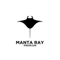 premium manta ray vector zwart logo-ontwerp