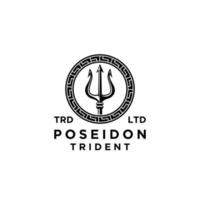 premium poseidon drietand op de cirkel vector zwart logo-ontwerp