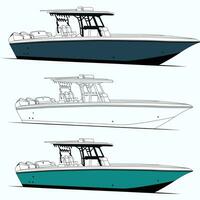 kant visie visvangst boot vector lijn kunst illustratie en een kleur