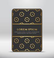 Elegant premium uiterlijk. Donkergrijze kaartvorm met gouden patroon. Vector illustratie.