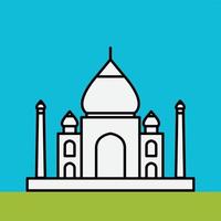 schets eenvoud tekening van Taj Mahal landmark vooraanzicht. vector