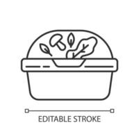 plastic container voor salade pixel perfect lineair pictogram vector