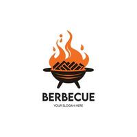 barbecue vector logo ontwerp en bbq rooster symbool