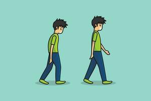 het beste en ergste standen voor wandelen vector illustratie. mensen gezondheidszorg icoon concept. beweging animatie van de karakter vector ontwerp.