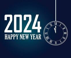 gelukkig nieuw jaar 2024 abstract wit logo symbool ontwerp vector illustratie met blauw helling achtergrond