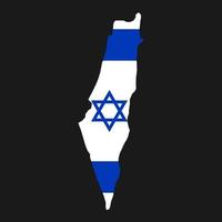 Israël kaart silhouet met vlag op zwarte achtergrond vector