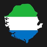 Sierra Leone kaart silhouet met vlag op zwarte achtergrond vector