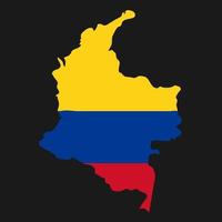 Colombia kaart silhouet met vlag op zwarte achtergrond vector