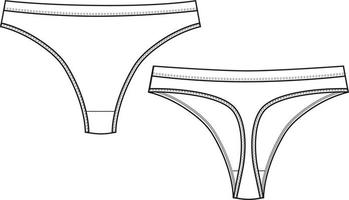 string ondergoed schets. string panty platte mode illustratie vector