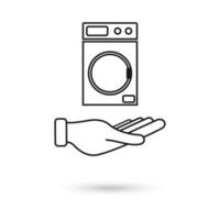 hand met wasmachine pictogram vector vlakke stijl.