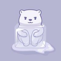 grappige ijsbeer in een ijsblokjeillustratie vector