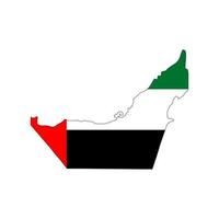 verenigde arabische emiraten kaart silhouet met vlag op witte achtergrond vector