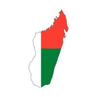 Madagaskar kaart silhouet met vlag op witte achtergrond vector