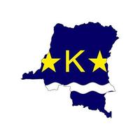 Kinshasa kaart silhouet met vlag op witte achtergrond vector