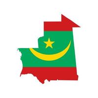 Mauritanië kaart silhouet met vlag op witte achtergrond vector