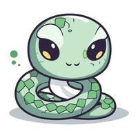 schattig groen slang karakter tekenfilm vector illustratie. schattig slang mascotte.