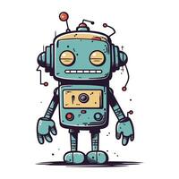 vector illustratie van een schattig tekenfilm robot. geïsoleerd Aan wit achtergrond.