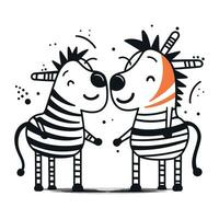 schattig zebra paar. vector illustratie in tekening stijl