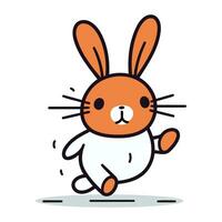 schattig weinig konijn rennen. tekenfilm dier karakter. vector illustratie.