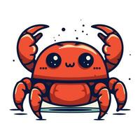 schattig tekenfilm krab. vector illustratie. geïsoleerd Aan wit achtergrond.