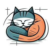 schattig tekenfilm kat slapen in een kat bed. vector illustratie.