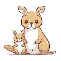 schattig kangoeroe en puppy zittend samen. vector illustratie.