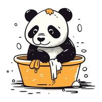 schattig panda in een bad. hand- getrokken vector illustratie.