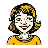portret van een glimlachen vrouw. vector illustratie in tekenfilm stijl.