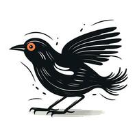 schattig zwart vogel geïsoleerd Aan een wit achtergrond. vector illustratie.