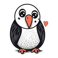 pinguïn met hart. vector illustratie van een tekenfilm pinguïn.