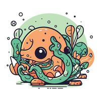 schattig tekenfilm Octopus. vector illustratie van schattig Octopus.