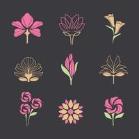 set van minimalistisch bloemenlogo vector