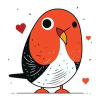 schattig rood vogel in liefde. valentijnsdag dag kaart. vector illustratie.