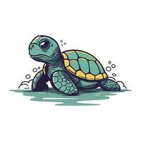 tekenfilm zee schildpad geïsoleerd Aan een wit achtergrond. vector illustratie.