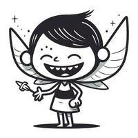 schattig tekenfilm engel met Vleugels. vector illustratie geïsoleerd Aan wit achtergrond.
