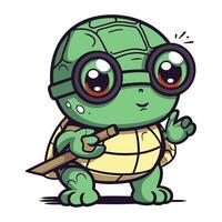 schattig schildpad tekenfilm mascotte karakter. vector illustratie.