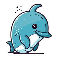 schattig tekenfilm dolfijn geïsoleerd Aan wit achtergrond. vector illustratie van een schattig tekenfilm dolfijn.