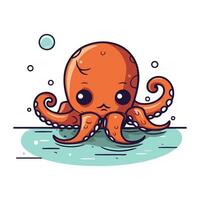 schattig Octopus tekenfilm karakter. zee dier. vector illustratie.