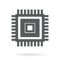 microchip lijn icoon. processor, centraal verwerken eenheid, computer verwerker, spaander symbool in cirkel. abstract technologie logo. gemakkelijk ronde icoon geïsoleerd Aan zwart achtergrond. creatief modern vector logo.