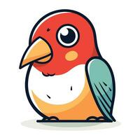 schattig weinig rood vogel geïsoleerd Aan wit achtergrond. vector illustratie.