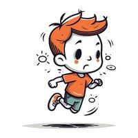 tekenfilm jongen rennen. vector illustratie van een tekenfilm jongen rennen.