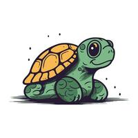 schattig tekenfilm schildpad geïsoleerd Aan wit achtergrond. hand- getrokken vector illustratie.