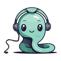 schattig tekenfilm Octopus karakter met hoofdtelefoons en microfoon. vector illustratie.