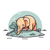 schattig tekenfilm olifant Aan de gras. vector illustratie voor uw ontwerp