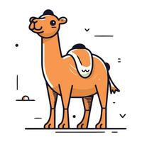 kameel. vector illustratie in vlak lineair stijl. schattig tekenfilm kameel.