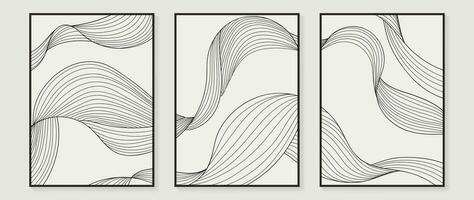 abstract kunst achtergrond vector. minimalistische modern contour tekening. hedendaags abstract lijn kunst ontwerp voor muur kunst, behang, huis decoratie, omslag, afdrukbare schilderen. vector