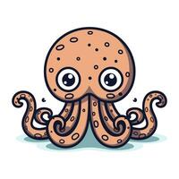 schattig tekenfilm Octopus. vector illustratie geïsoleerd Aan wit achtergrond.