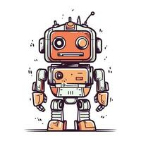 schattig robot vector illustratie. hand- getrokken tekening robot.