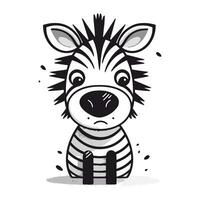 zebra tekenfilm tekening vector illustratie. hand- getrokken schattig zebra.