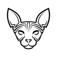 zwart-wit lijntekeningen van sphynx kattenkop vector
